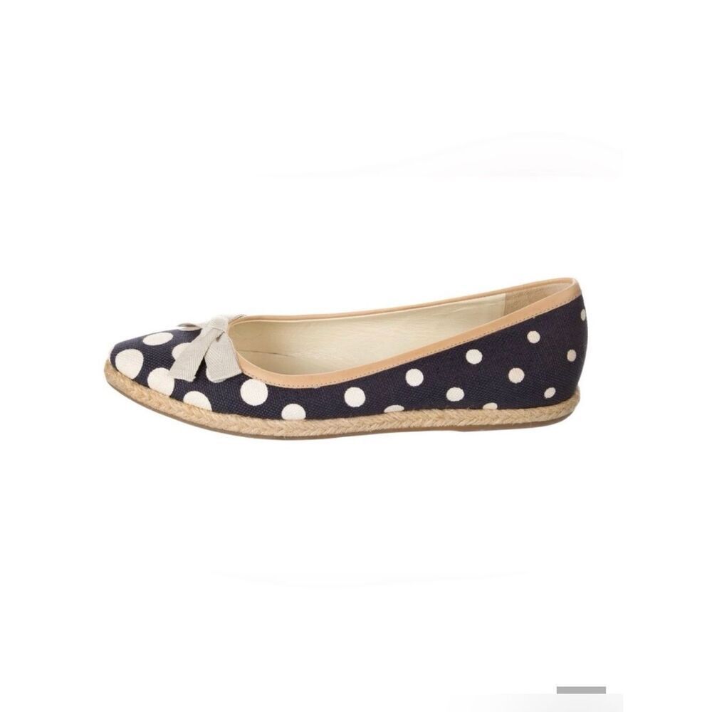 Miu Miu NavyāPolka Dot Flats with Bow